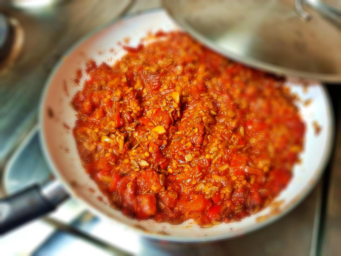 Lentils, Sunflower Seeds, and Tomatoes