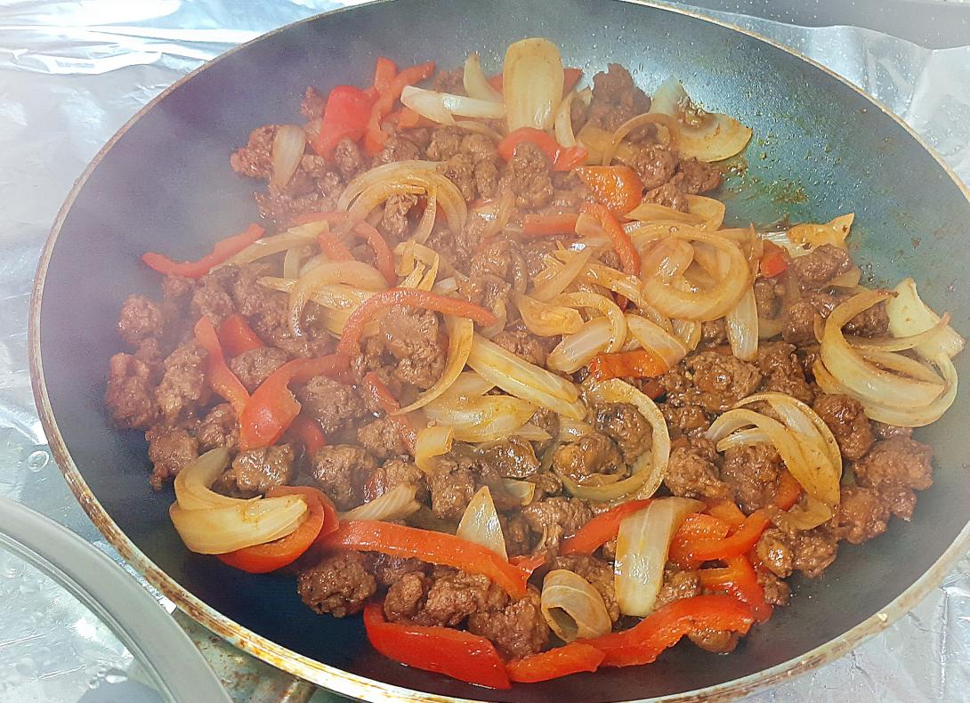 Texture vegetable protein on pan